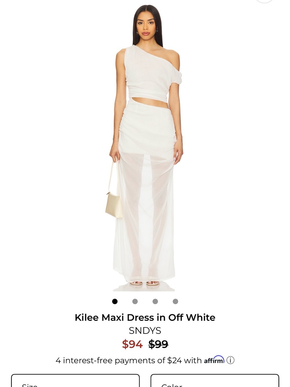SNDYS Kilee Off-White Asymmetrical Maxi Dress